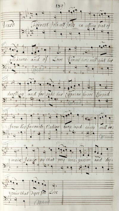 King Arthur manuscript score by Unknown